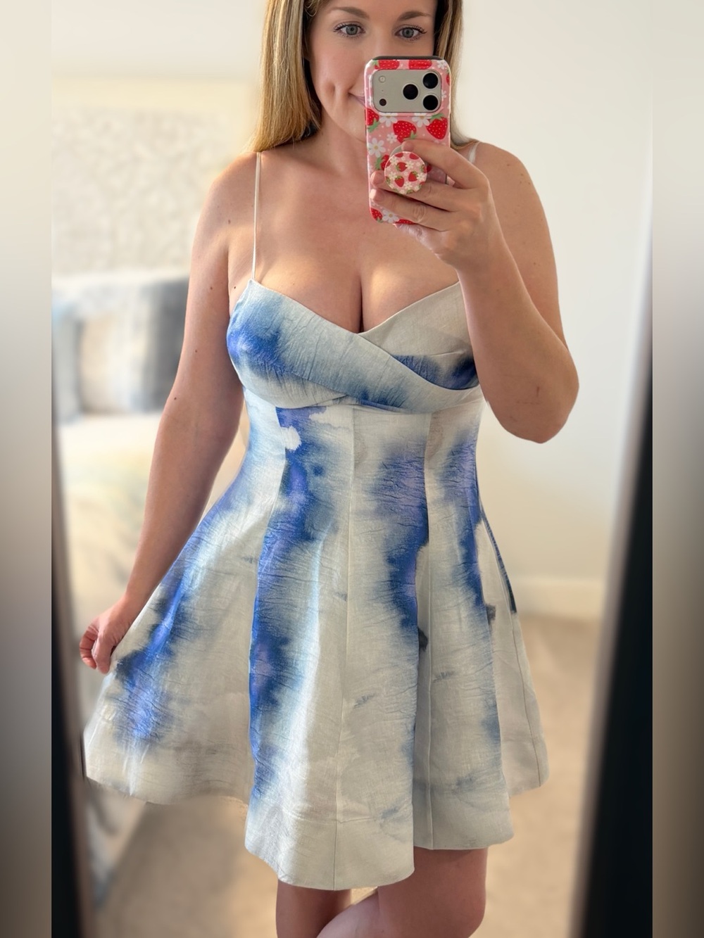 Muse by Marchesa Watercolor Spaghetti-Strap Mini Dress
